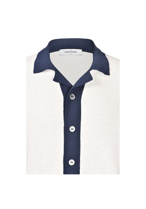 Camicia Gran sasso uomo 5711122115 Bianca maglia cotone bouclè colletto contrasto Gran sasso | Camicie | 5711122115001